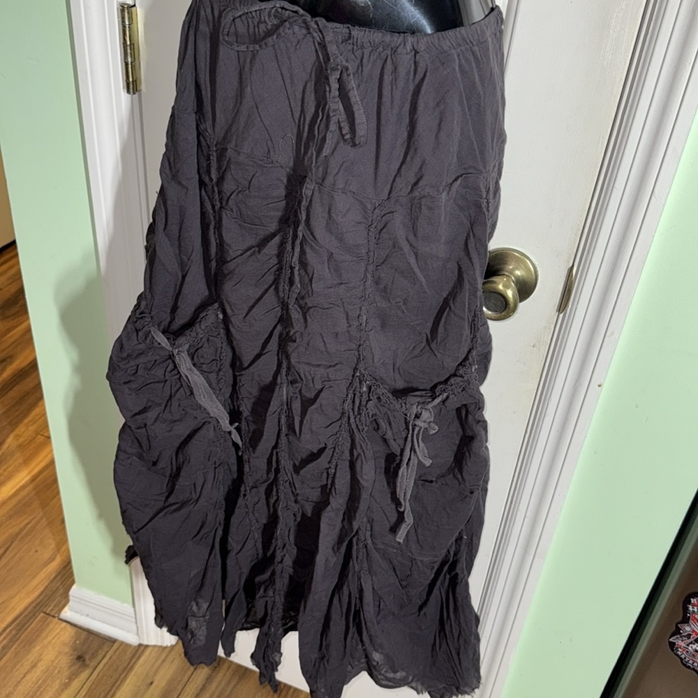 Sweet Sinammon Black Raw Edge Witch Wench Ren Faire Maxi Skirt With Pockets M - Picture 6 of 13